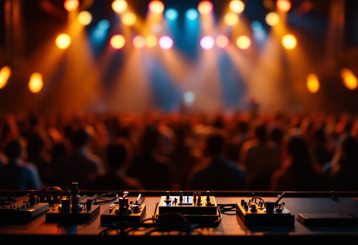 Kekko Silvestre dei Modà durante una performance a Sanremo