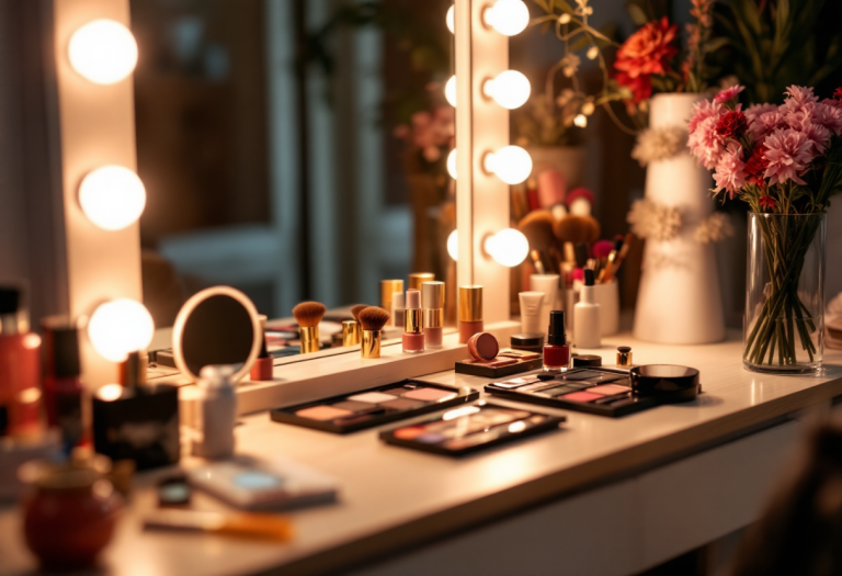 Esempio di make up viola audace su modella