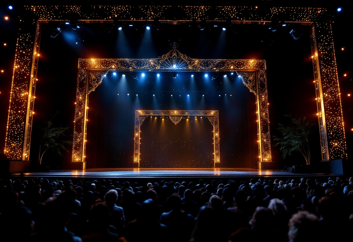 Miriam Leone sul palco di Sanremo 2025 con un abito elegante