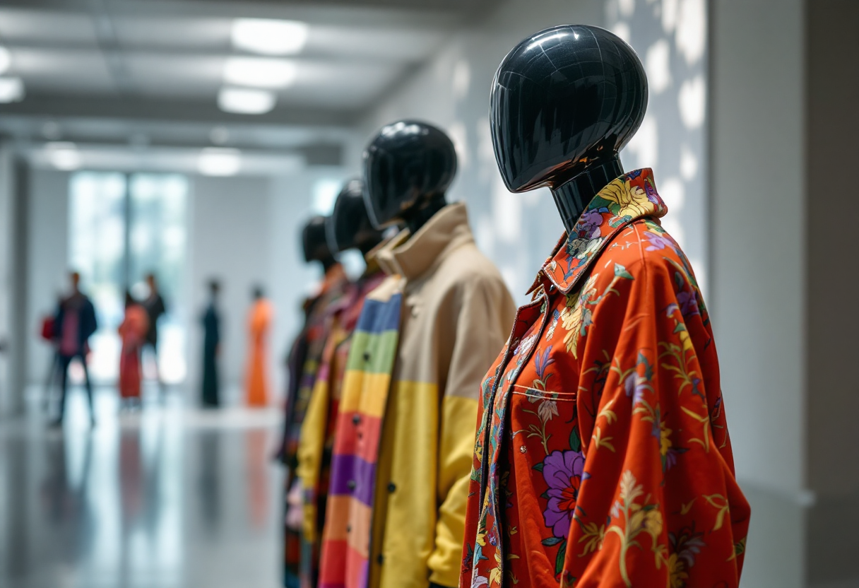 Esposizione di moda contemporanea a Roma con opere artistiche
