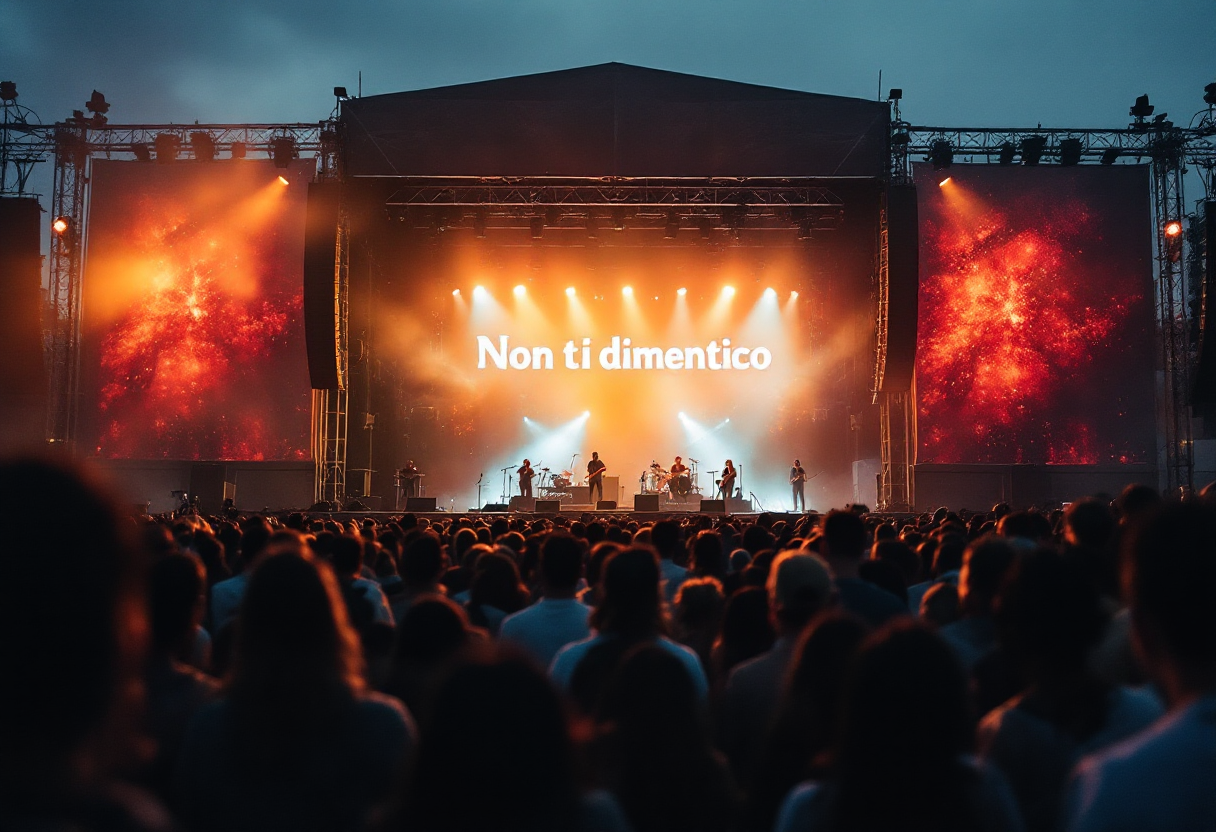 Modà sul palco di Sanremo 2025 durante la loro esibizione
