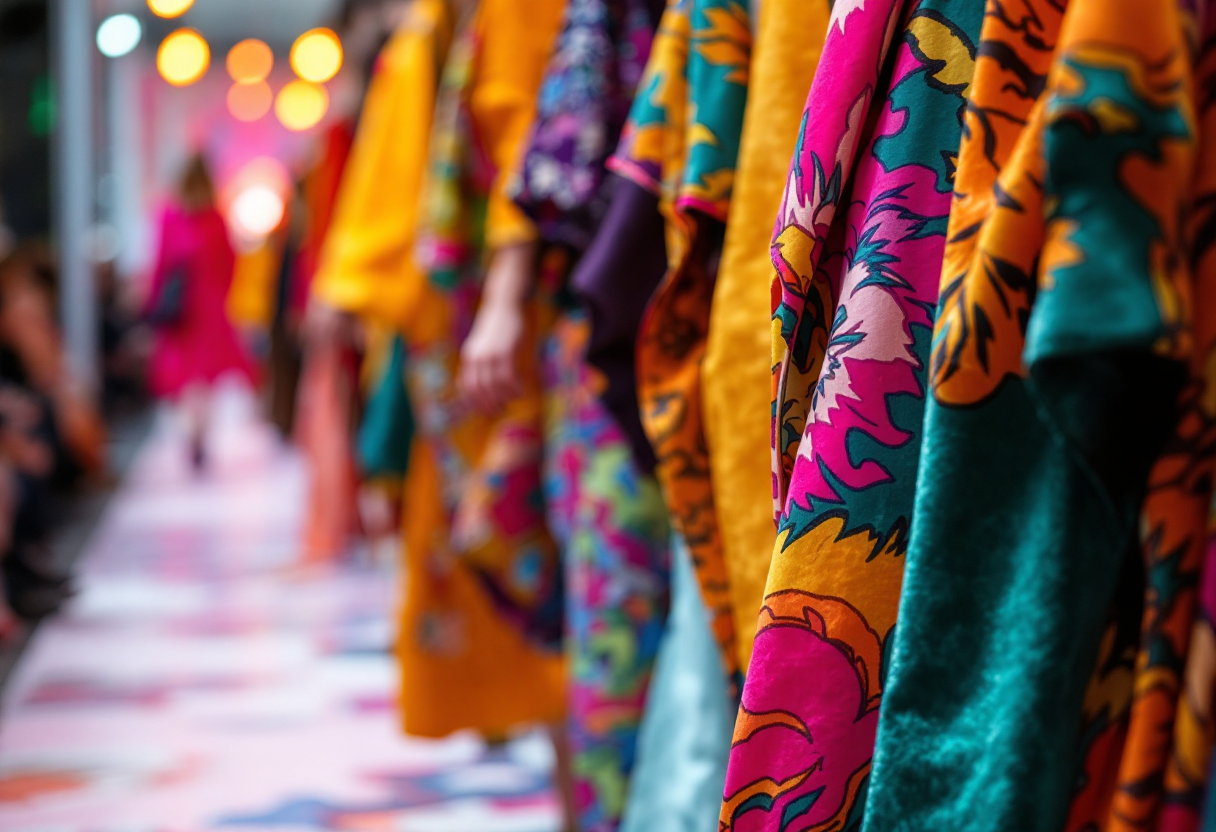 Modella con trucco e acconciatura innovativa alla London Fashion Week