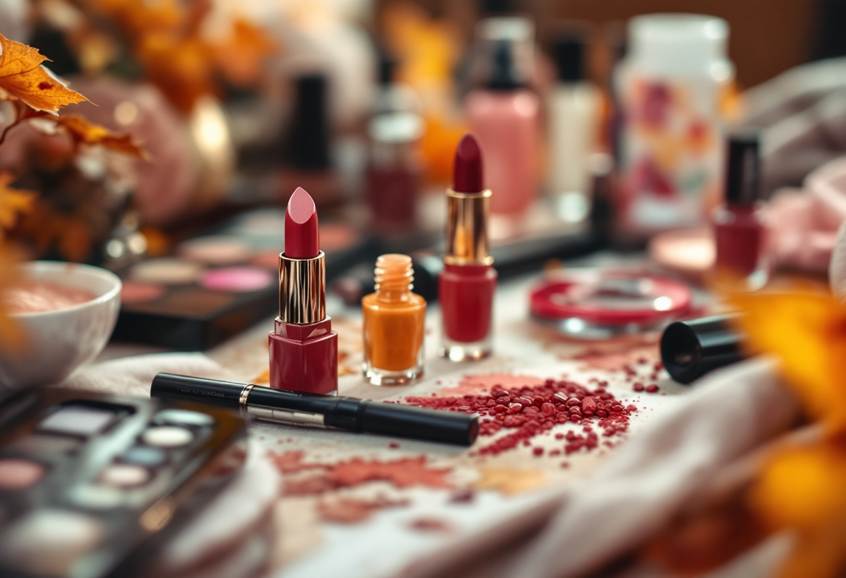 Immagine di tendenze bellezza autunno 2025 con colori audaci