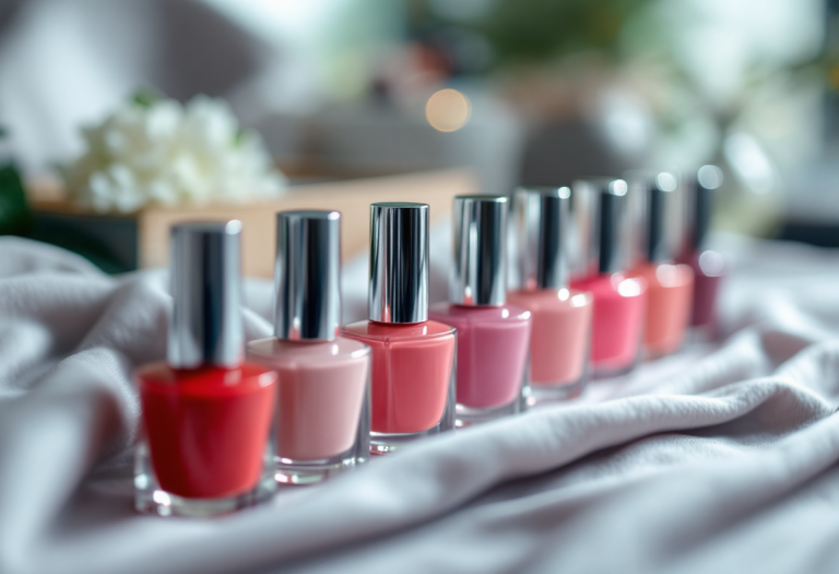 Unghie ovali ben curate in diverse tonalità di smalto