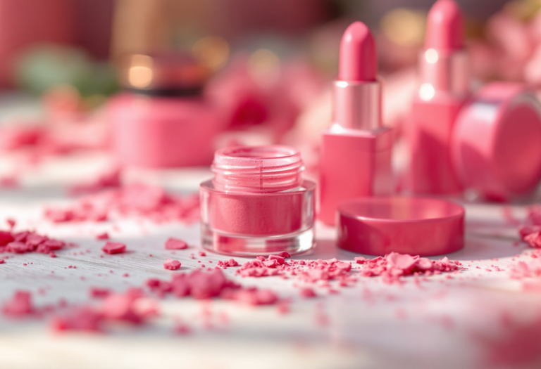 Modella con blush in evidenza alla Milano Fashion Week 2025