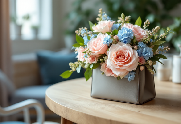 Bouquet a borsetta elegante per spose primavera 2025
