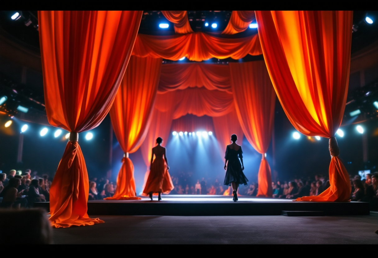 Elodie sfila con un outfit colorato e audace per Versace