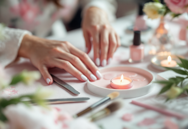 Manicure con linee sottili su unghie eleganti