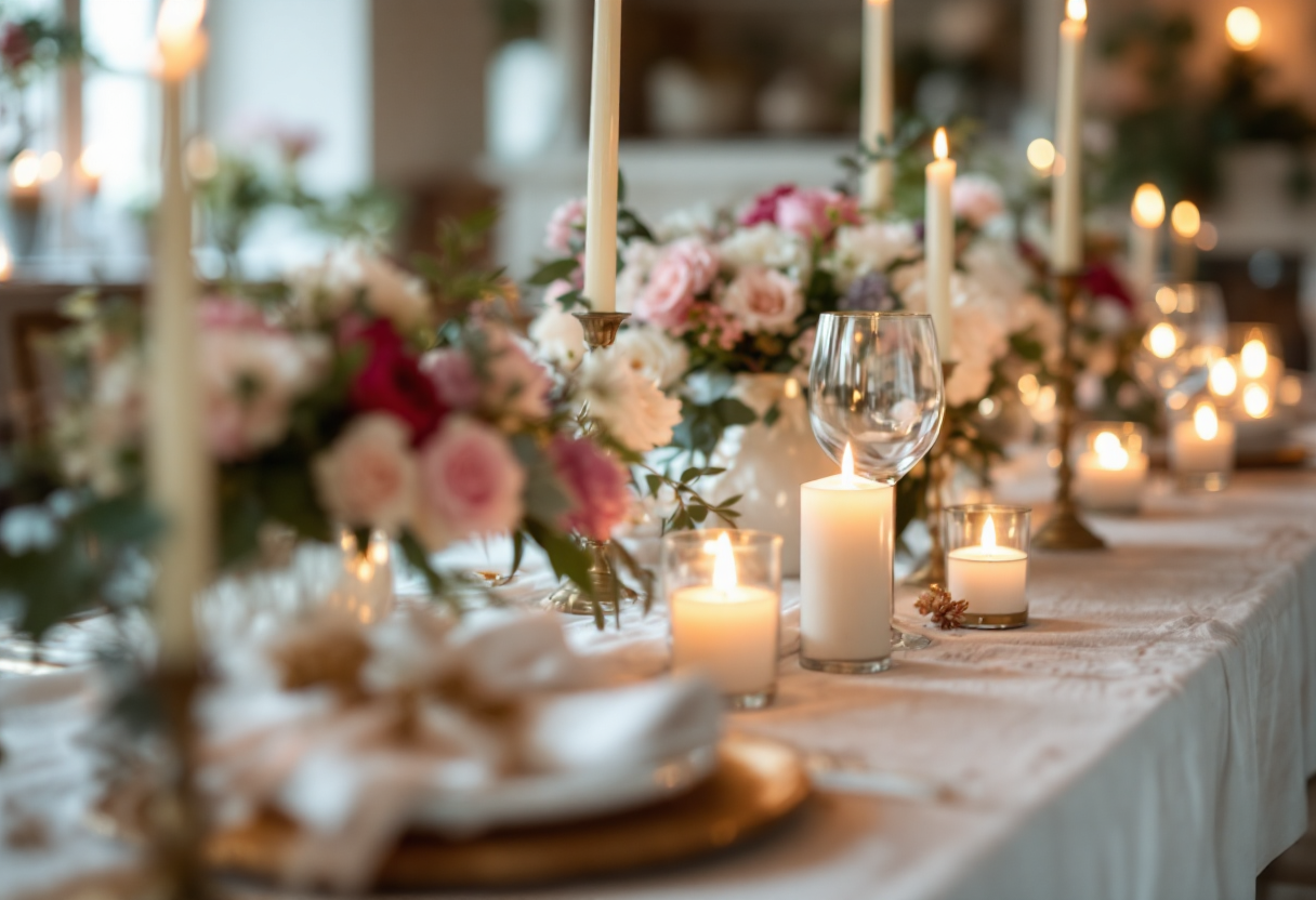 Cerimonia di matrimonio casalingo con decorazioni eleganti