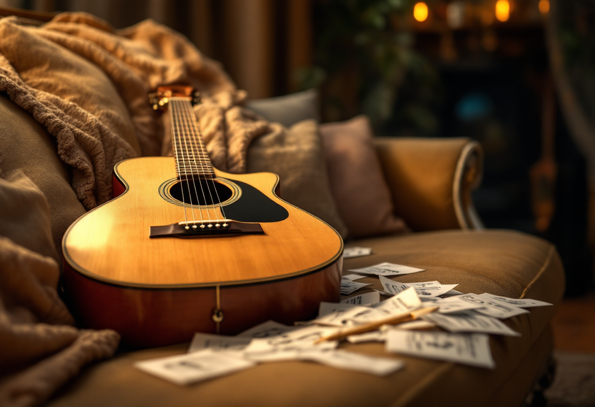 Genitori e figli che suonano insieme per terapia musicale