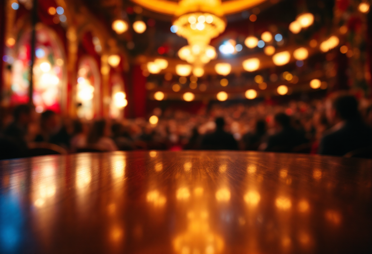 Roberto Benigni durante la performance di Il Sogno all'Eurovisione