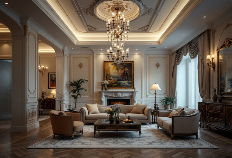 Soffitto decorato che aggiunge eleganza a un ambiente