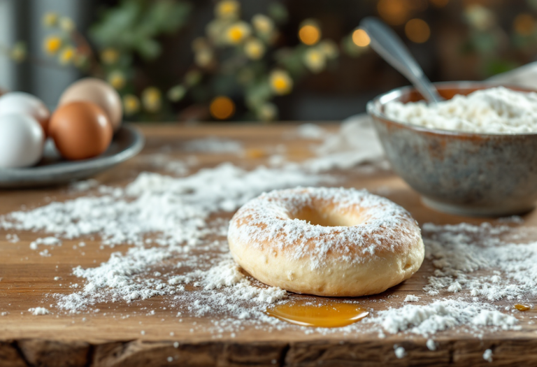 Ciambella di Pasqua decorata con zucchero a velo