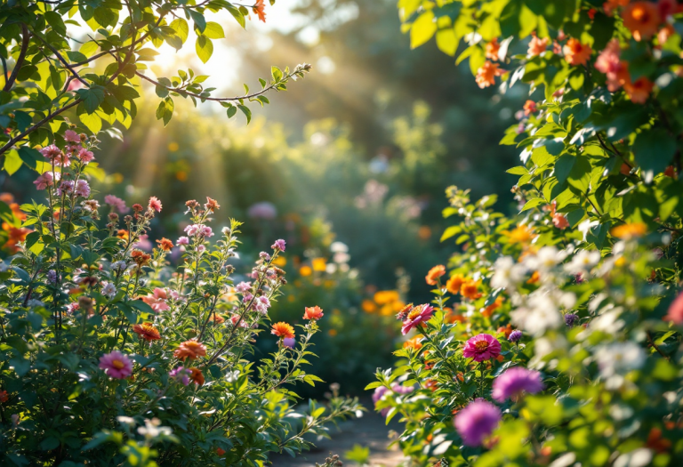 Un incantevole giardino mediterraneo con piante e fiori