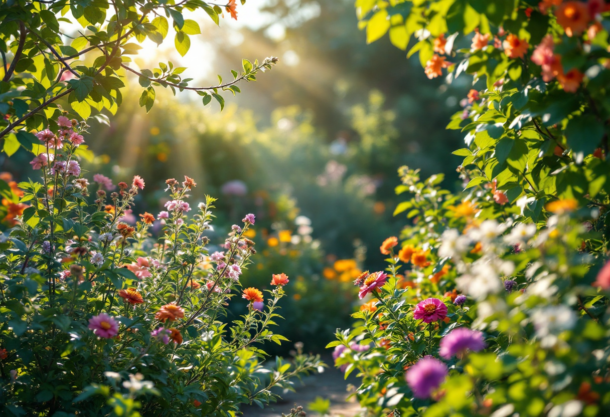 Un incantevole giardino mediterraneo con piante e fiori