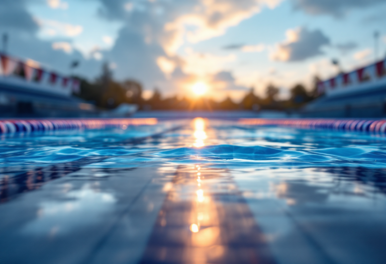 Sara Curtis in azione durante una gara di nuoto
