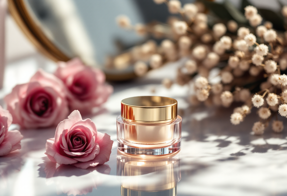 Crema antirughe ideale per pelle matura in un flacone elegante