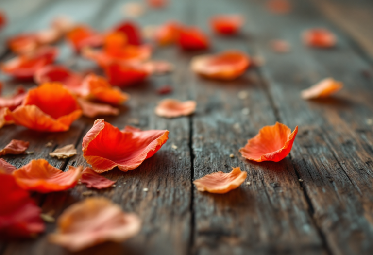 Petali di papavero essiccati in vari metodi creativi