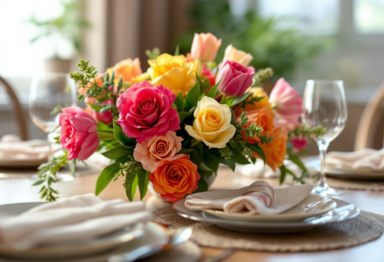 Immagine che celebra la festa della mamma con fiori e frasi