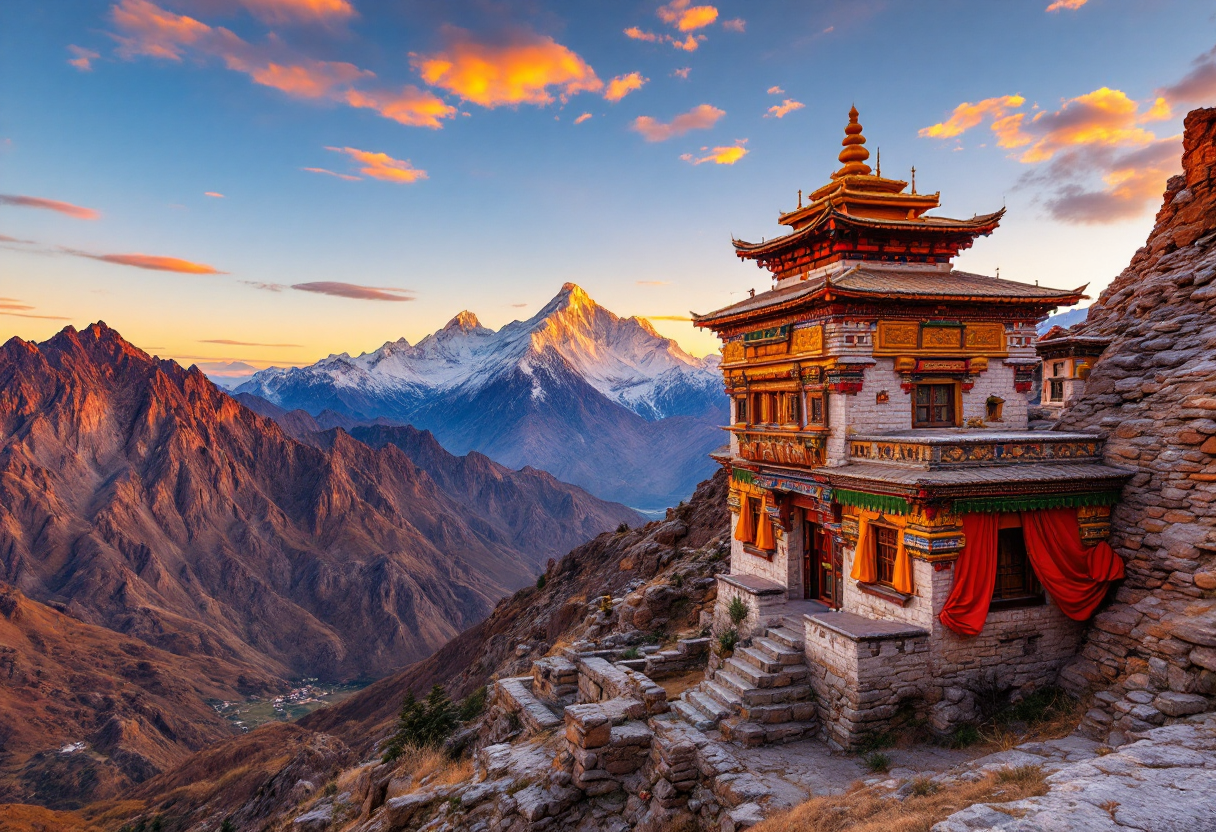 Cerimonia di matrimonio tibetano con elementi tradizionali