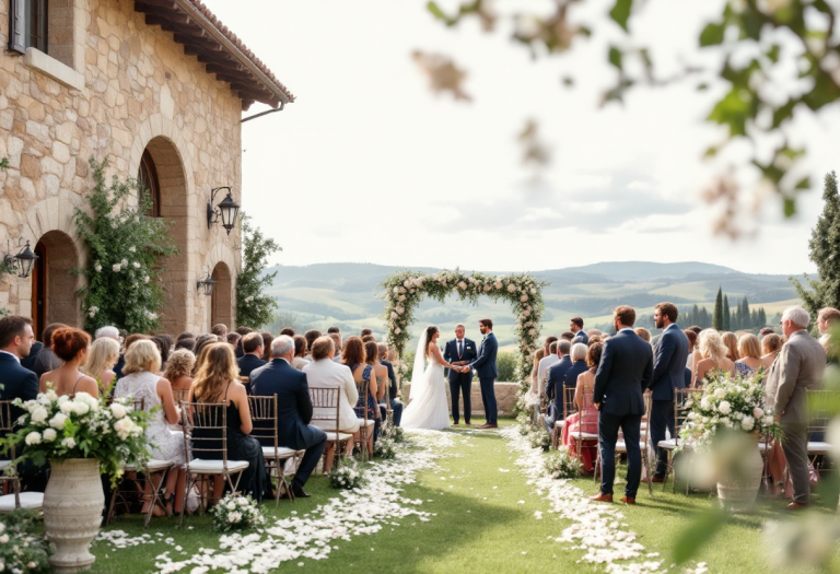 Andrea Cerioli e Arianna Cirrincione nel loro matrimonio in Toscana