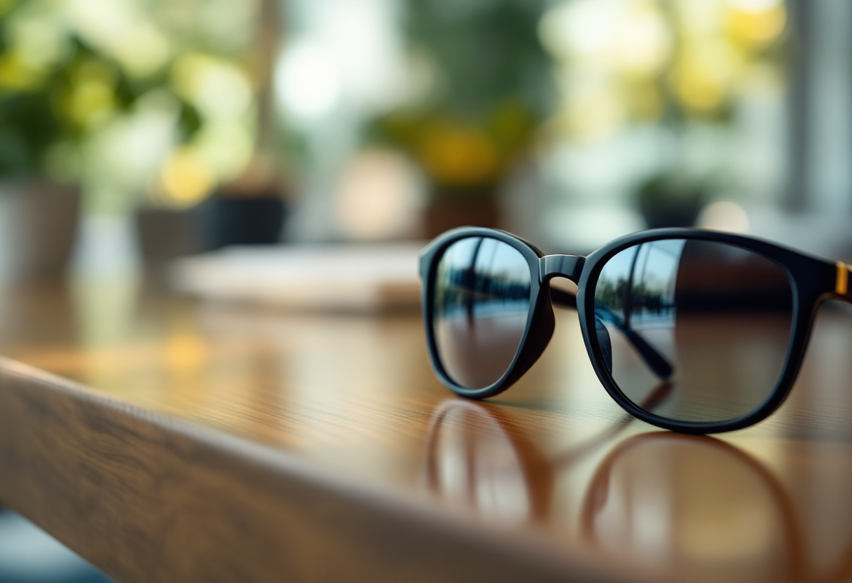 Occhiali da sole neri eleganti indossati da una donna