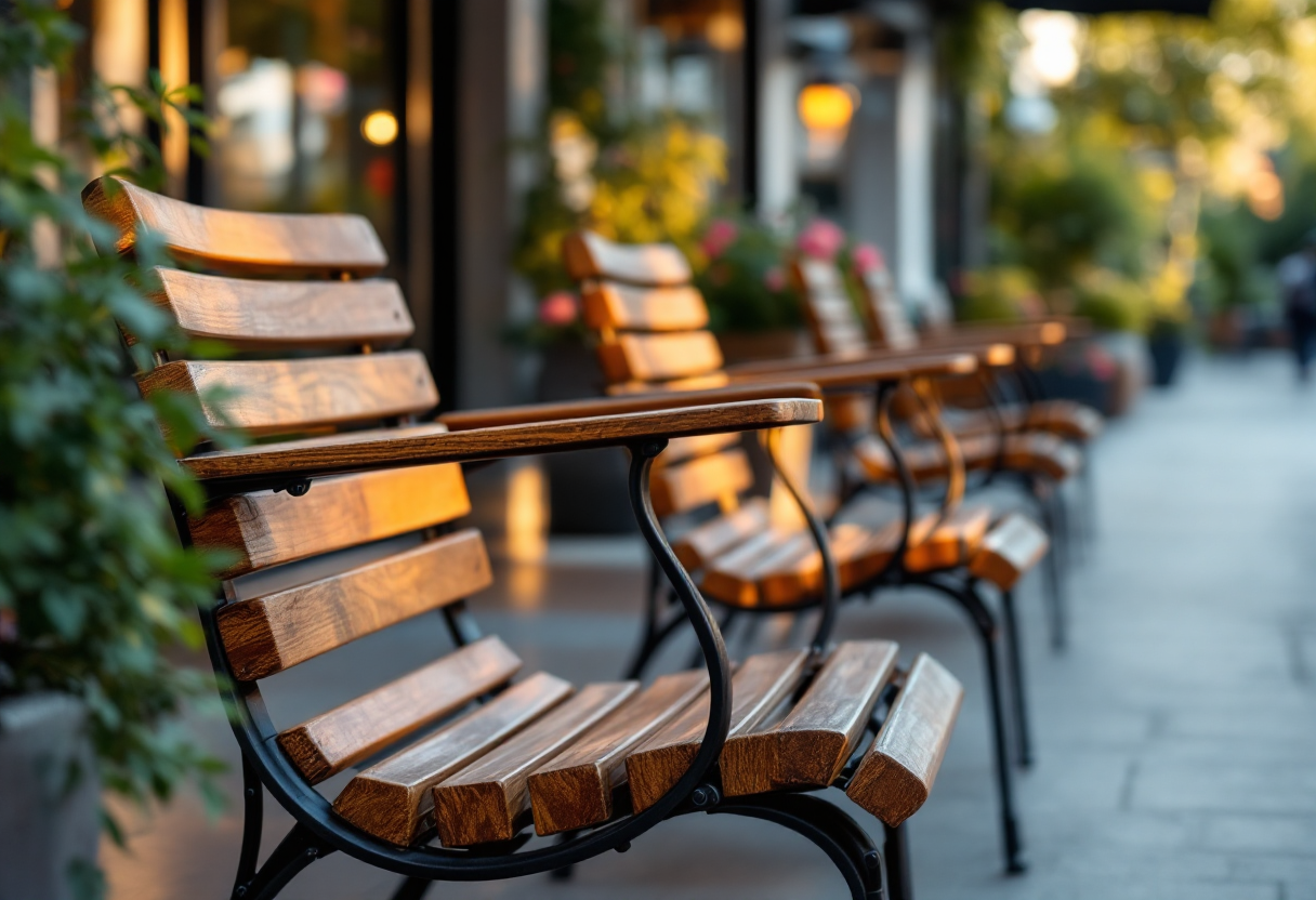 Sedie da esterno in legno e metallo per giardino
