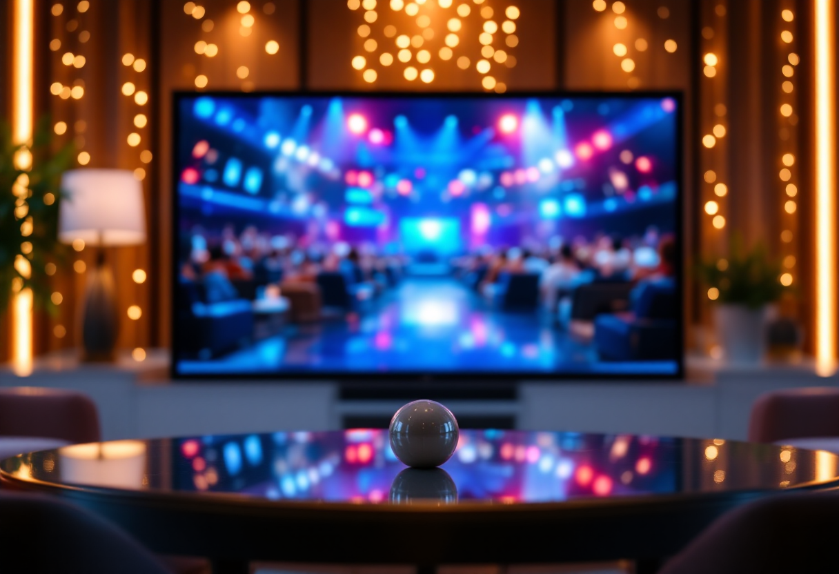 Simona Ventura in un momento della sua carriera televisiva