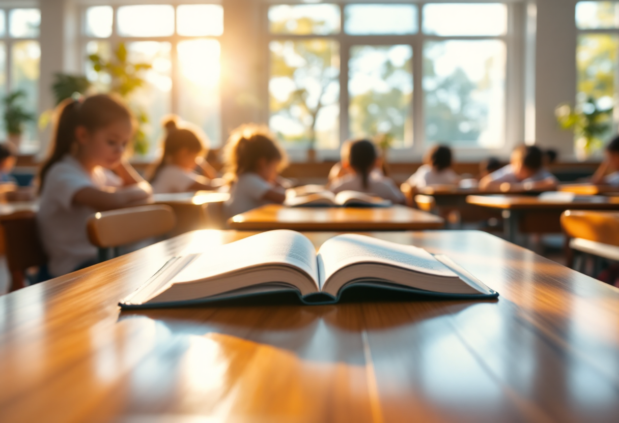 Studente in aula durante una vacanza studio all'estero