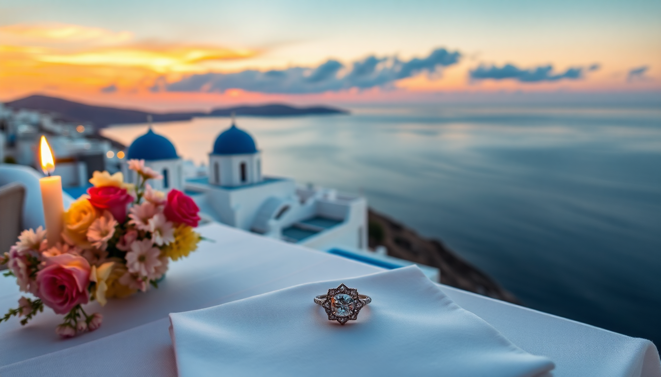 Lady Eliza Spencer e Channing Millerd: una proposta da sogno a Santorini