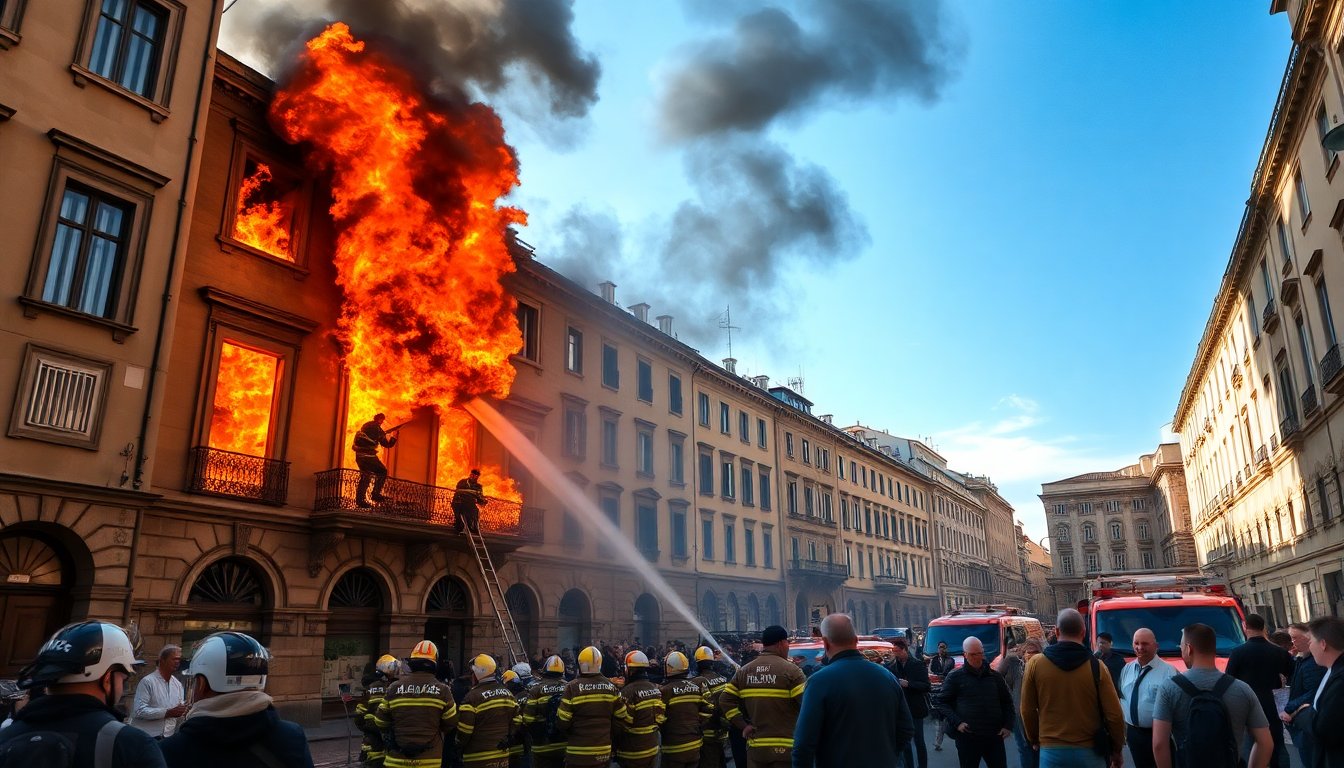 Incendio a Roma: devastato un palazzo nel centro storico