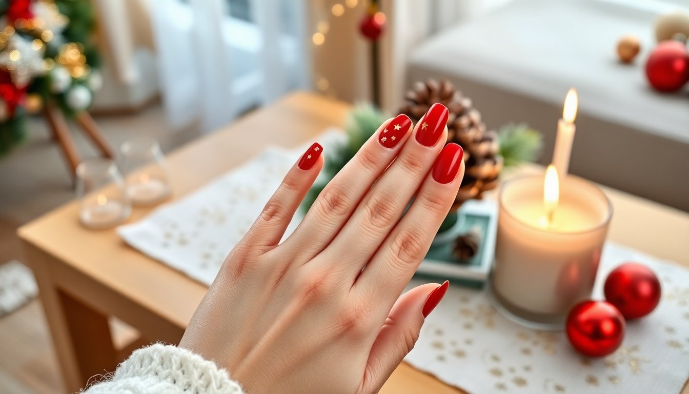 Idee Festive per Unghie Rosse da Mostrare a Natale