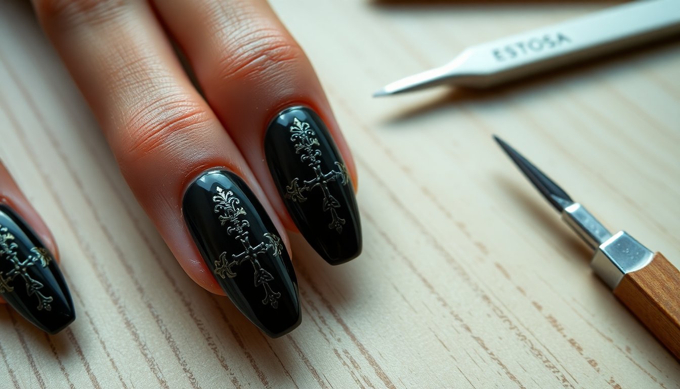 Croci Gotiche Estrose: Eleganza Unica per Unghie di Tendenza