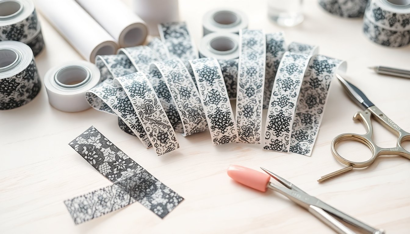 Transfer foil black & white lace: set da 10 rotoli per nail art creative