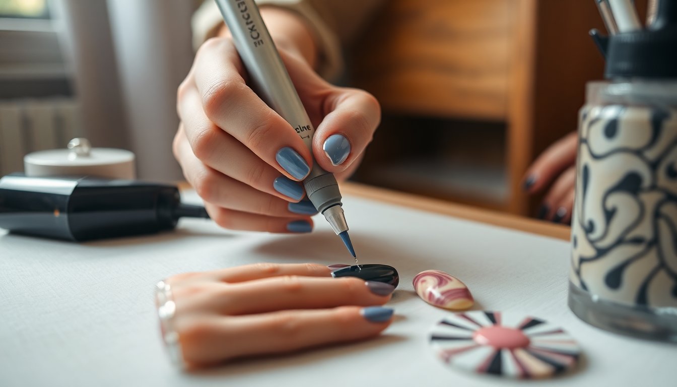 Penna per nail art ad alta coprenza: crea disegni e effetti marmorei