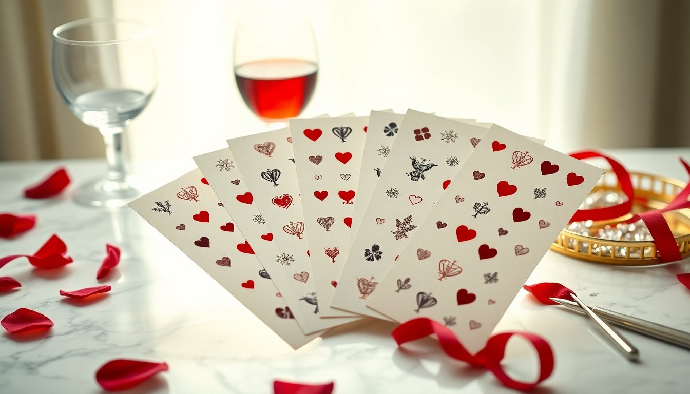 Adesivi per unghie originali: 6 fogli con cuori, calici e dettagli romantici