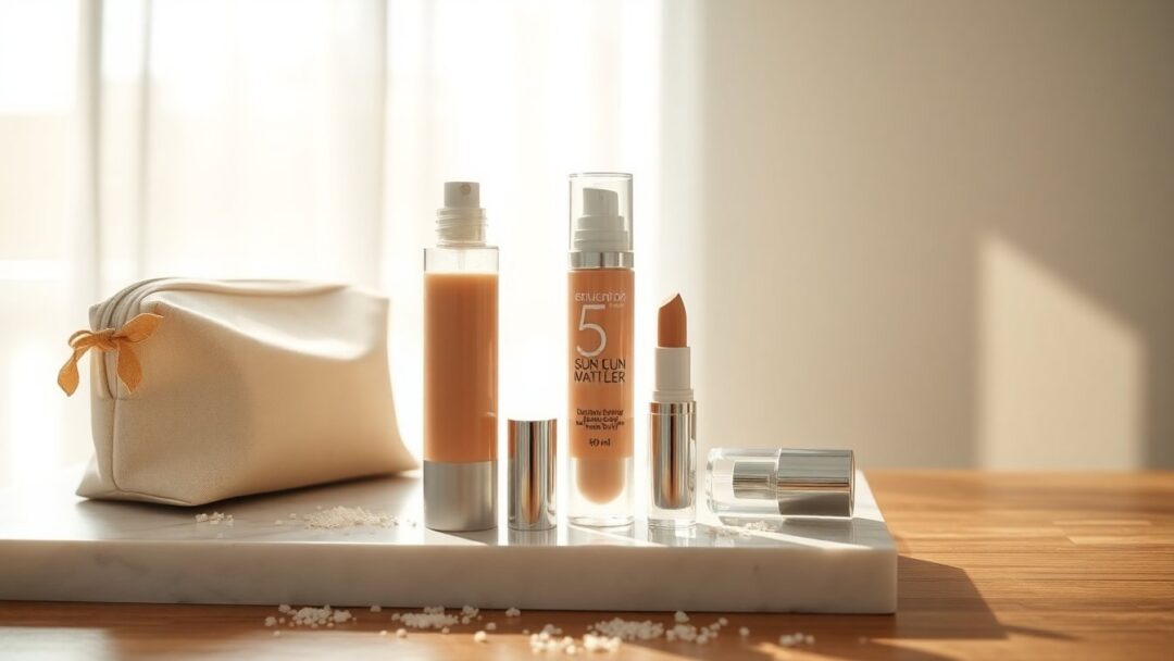 Routine solare viso con colore e stick riapplicatore per protezione SPF50