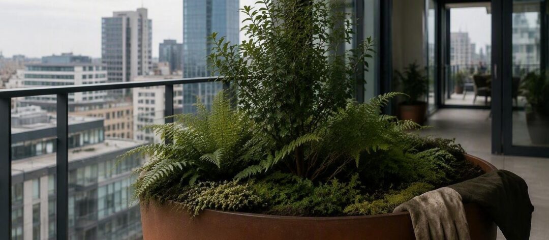 Microforeste da balcone con specie autoctone e acqua gestita