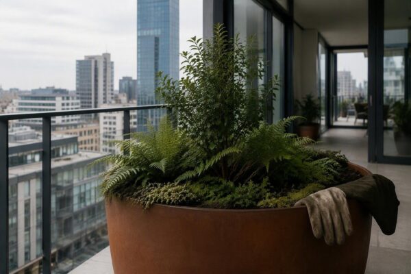 Microforeste da balcone con specie autoctone e acqua gestita