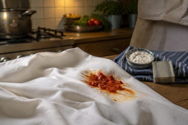 Rimedi efficaci per tovaglie bianche: sugo di pomodoro e macchie ostinate