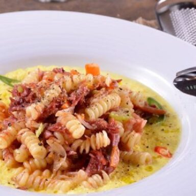 Ragú de pato con pappardelle y colinabo