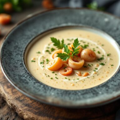 Deliciosa crema de marisco preparata con Thermomix