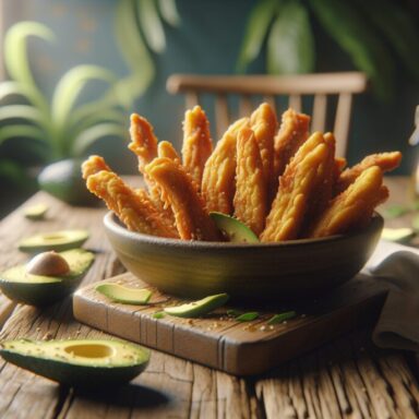 Fingers di avocado croccanti preparati in freidora