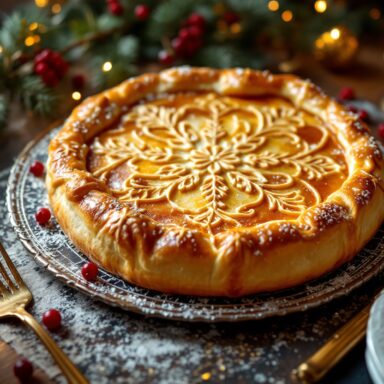 Galette des Rois decorata con zucchero a velo