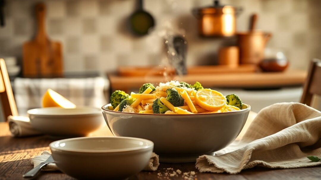 Receta saludable de pasta penne con brócoli y coliflor por Jimena Monteverde