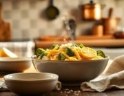 Receta saludable de pasta penne con brócoli y coliflor por Jimena Monteverde