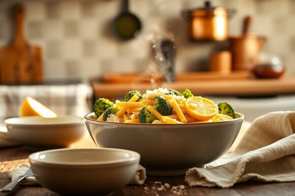 Receta saludable de pasta penne con brócoli y coliflor por Jimena Monteverde