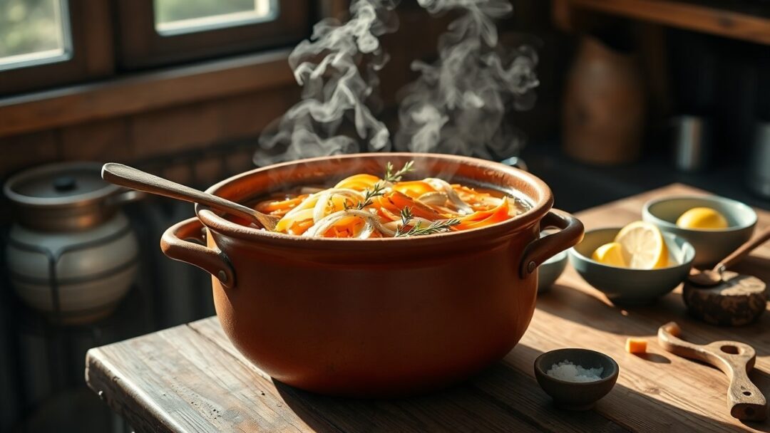 Cómo preparar un caldo dorado y aromático con pollo entero