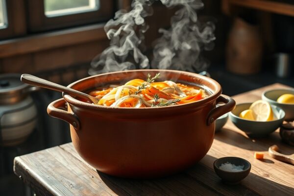 Cómo preparar un caldo dorado y aromático con pollo entero