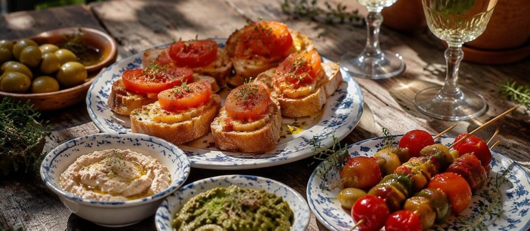 Montaditos, dips y brochetas: combinaciones frescas y cremosas